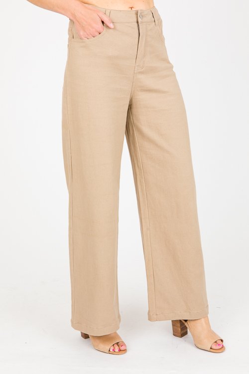 Winnie Wide Leg Jeans, Tan