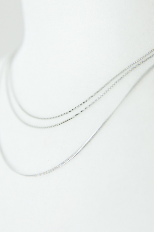 Triple Chain Necklace, Silver