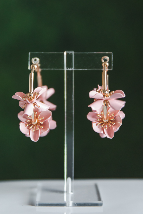 Pink Flower Accent Hoops