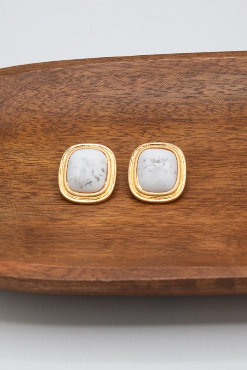 Stone Square Studs, Howlite - 2K9A8916.jpg