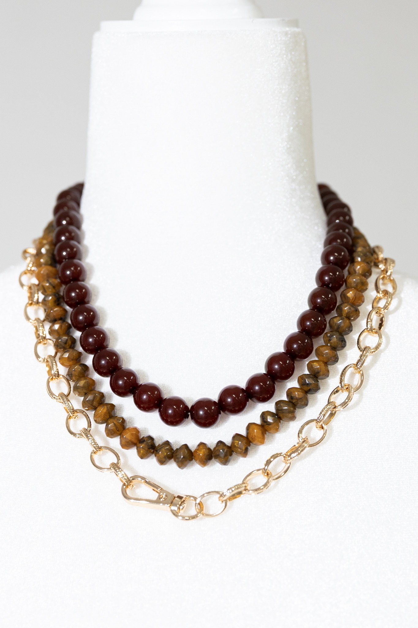 Stone & Chain Necklace, Brown - 4K7A2333.jpg