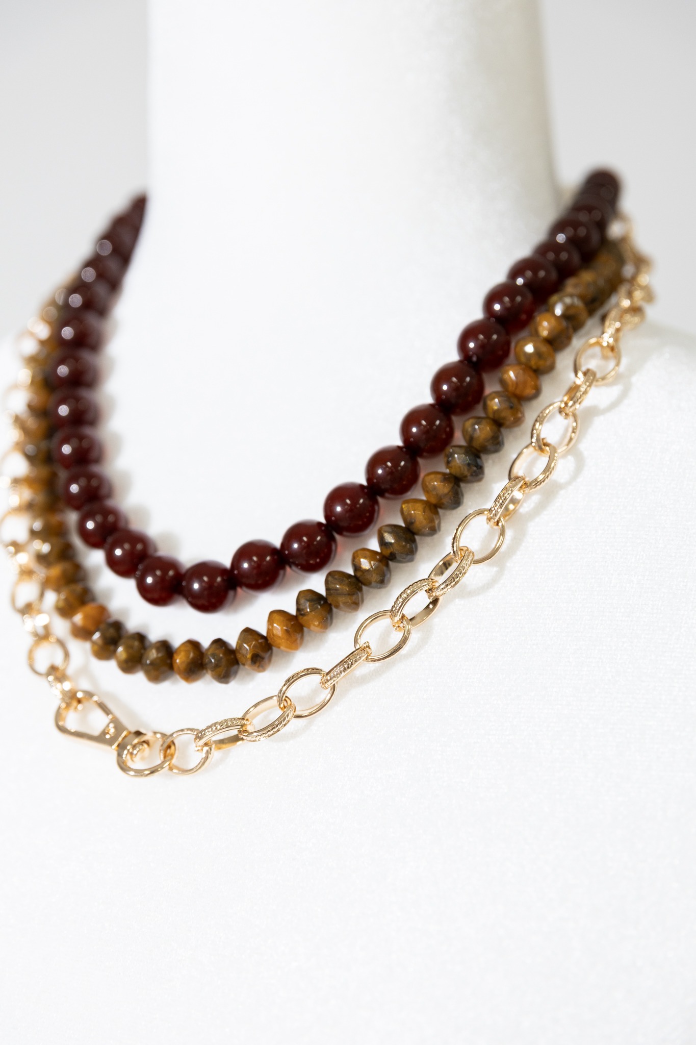 Stone & Chain Necklace, Brown - 4K7A2335.jpg