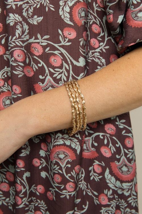4 Row Oval Charm Bracelet, Gold - 4K7A3582.jpg