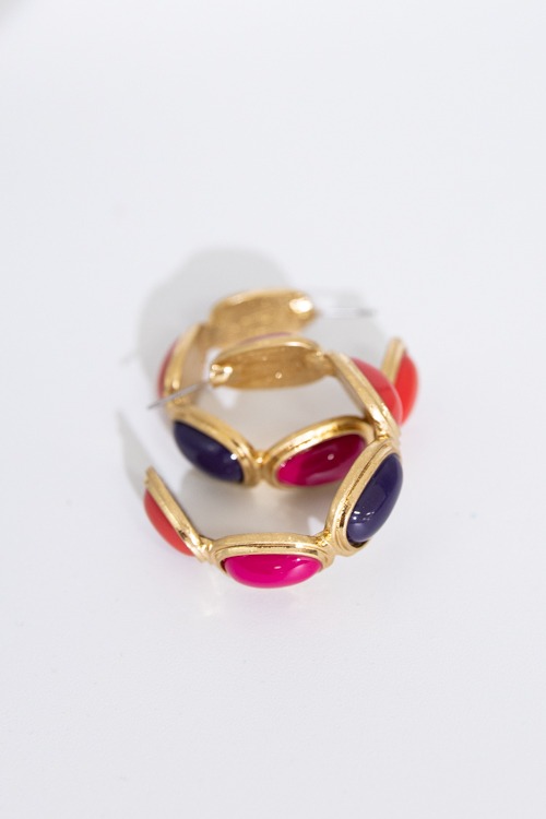 Oval Stone Hoops, Fuchsia - 4K7A4398.jpg