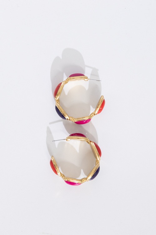 Oval Stone Hoops, Fuchsia - 4K7A4399.jpg