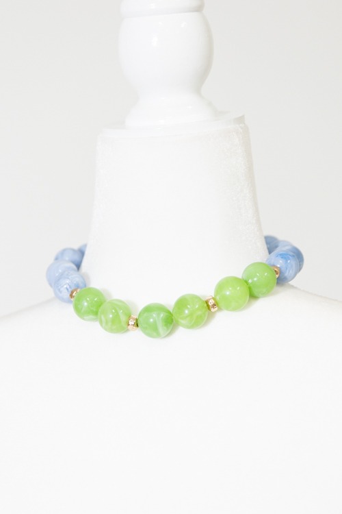 Acrylic Beaded Necklace, Blue/Lime - 4K7A4449.jpg