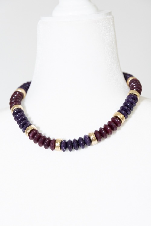 Stone & Textured Necklace, Burgundy - 4K7A4528.jpg