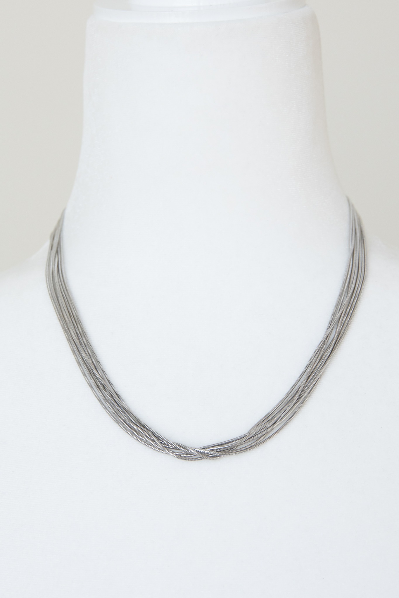 7 Row Snake Chain Necklace, Silver - 4K7A6732.jpg
