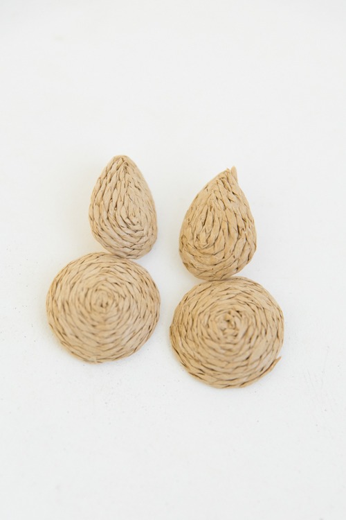 Raffia Teardrop Earring, Brown - 4K7A7349.jpg