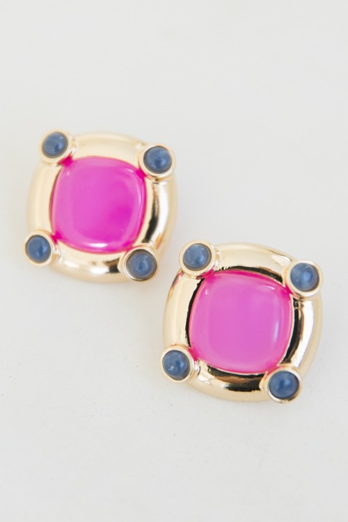 Color Mix Square Earrings, Pink - 4K7A7352.jpg