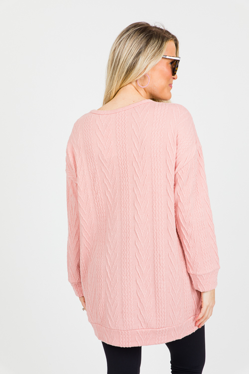 Textured Side Pocket Tunic, Pink