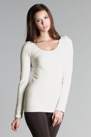 Famous Long Sleeve Top, Ivory