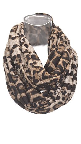 Knit Cheetah Scarf, Brown