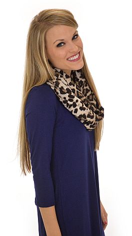 Knit Cheetah Scarf, Brown