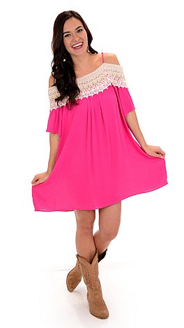 Boots and Bows Dress, Fuchsia