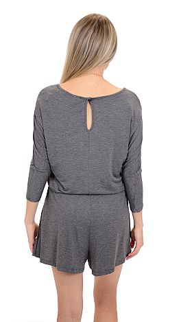 Easy Does It Romper, Charcoal
