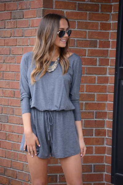 Easy Does It Romper, Charcoal