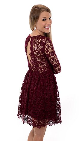 Sweetheart Crochet Dress, Burgundy