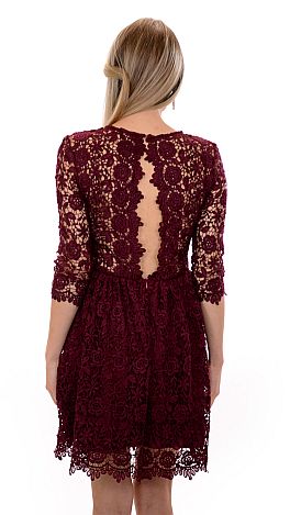 Sweetheart Crochet Dress, Burgundy