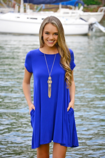Knit Frock with Pockets, Cobalt