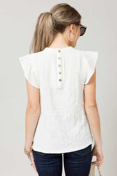 Textured Stretch Top, White