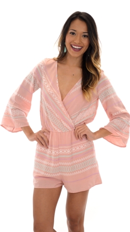Fully Embroidered Romper, Blush