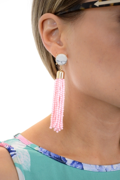 Fun and Funky Tassel Earring, Light Pink