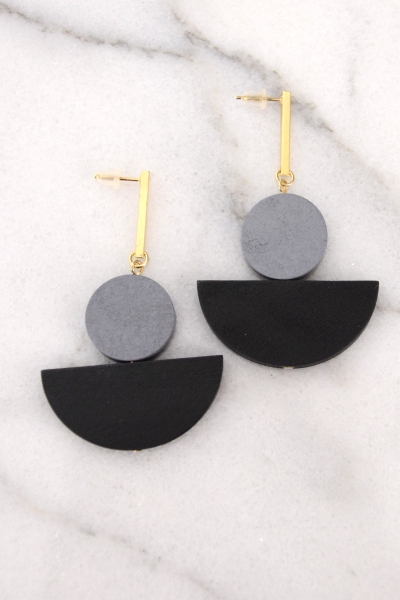 Stacked Up Earring, Grey/Blk