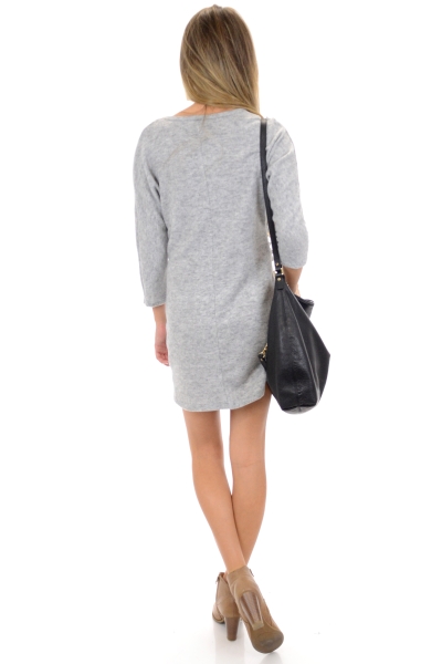 Twisted Sweater Dress, Grey