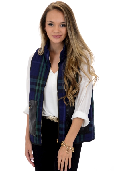 Leather and Plaid Vest