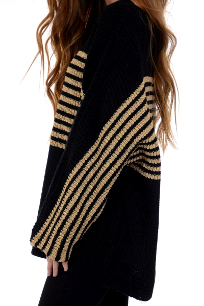 Metallic Stripes Sweater, Black
