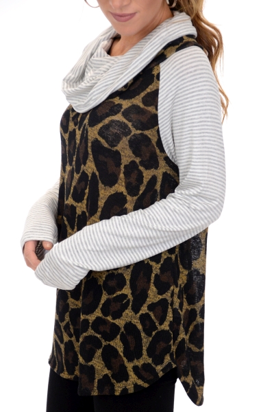 Cheetah Cowl Neck