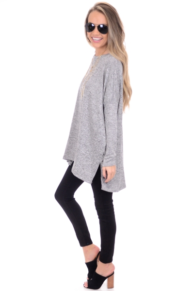 Comfy Sweater Tunic, Heather Grey