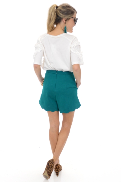 Structured Scallop Shorts, Jade