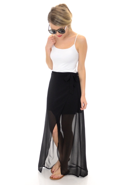 Tulip Maxi Skirt, Black