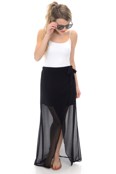 Tulip Maxi Skirt, Black
