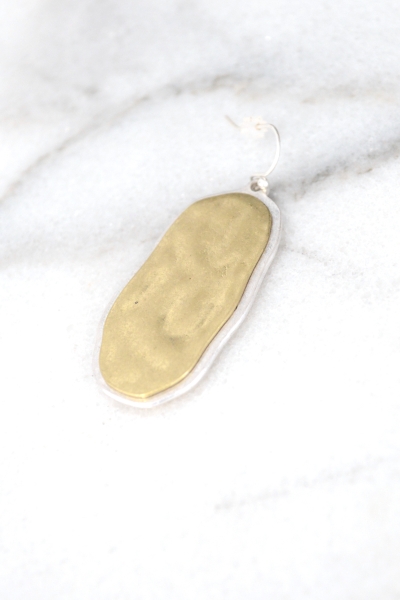 Hammered Plaque Earring, Gold