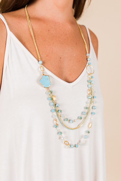 Love in Layers Necklace, Turquoise
