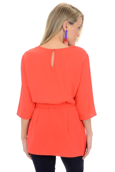 Breana Belted Top, Tomato