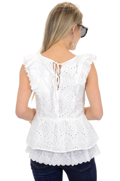 Eyelet Butterfly Top, White