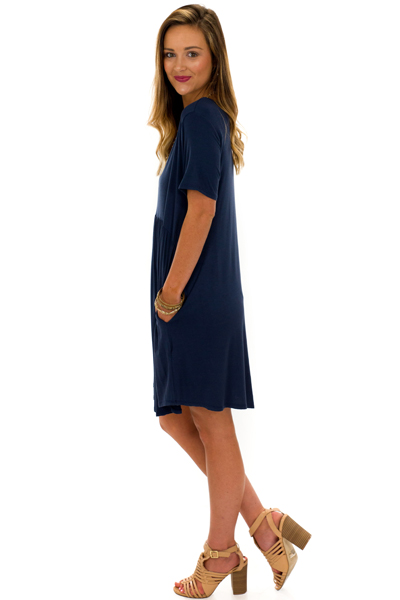Paige Pocket Dress, Navy