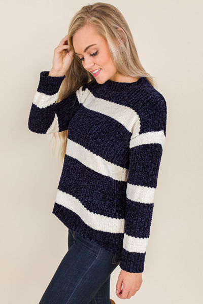 Maley Chenille Sweater, Navy