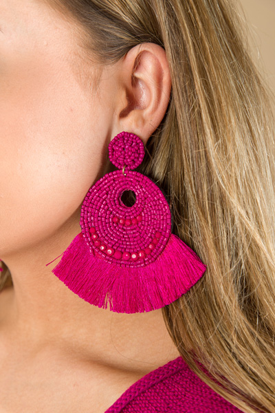 Chelsea Fringe Earring, Pink