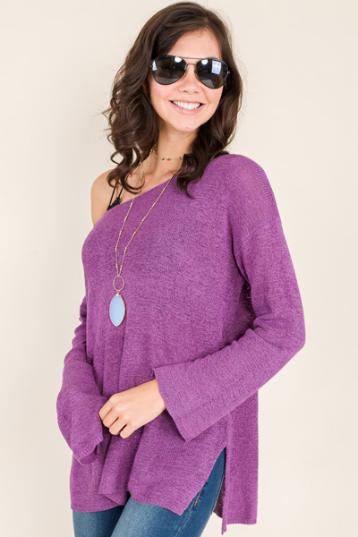 Boat Neck Sweater, Purple