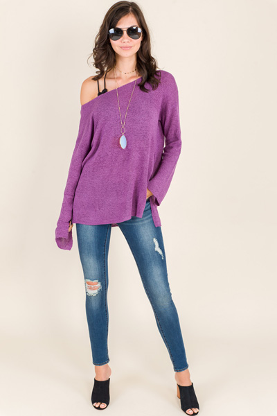 Boat Neck Sweater, Purple