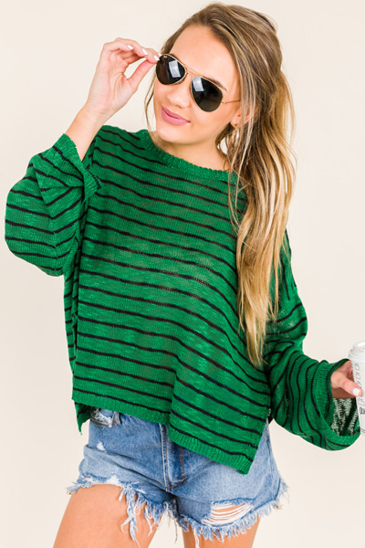 Green Light Striped Sweater