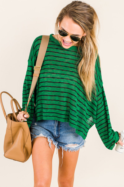 Green Light Striped Sweater