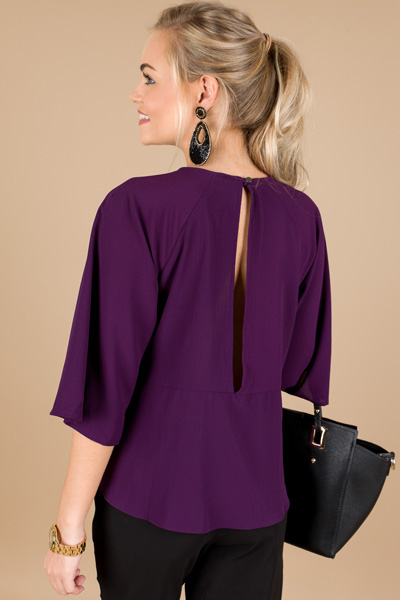 Knotted Crepe Blouse, Purple