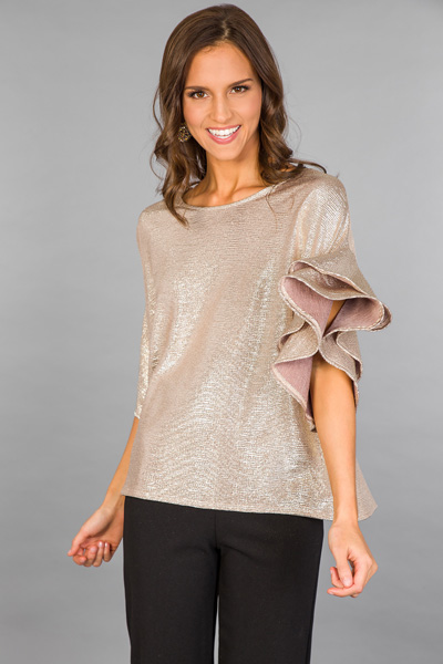 Solid Gold Ruffle Top