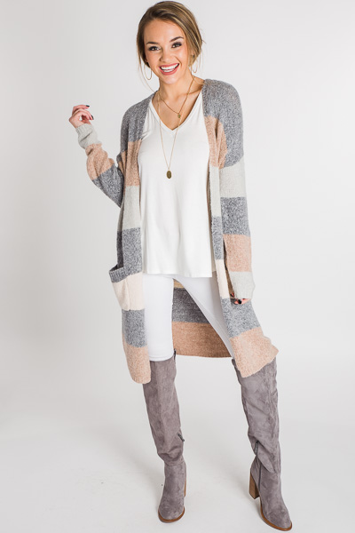 Striped Sweater Duster, Neutral